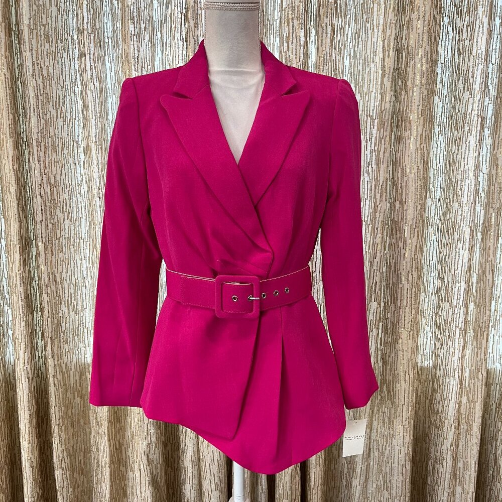 NWT Tahari Hot Pink Belted Asymmetrical Jacket